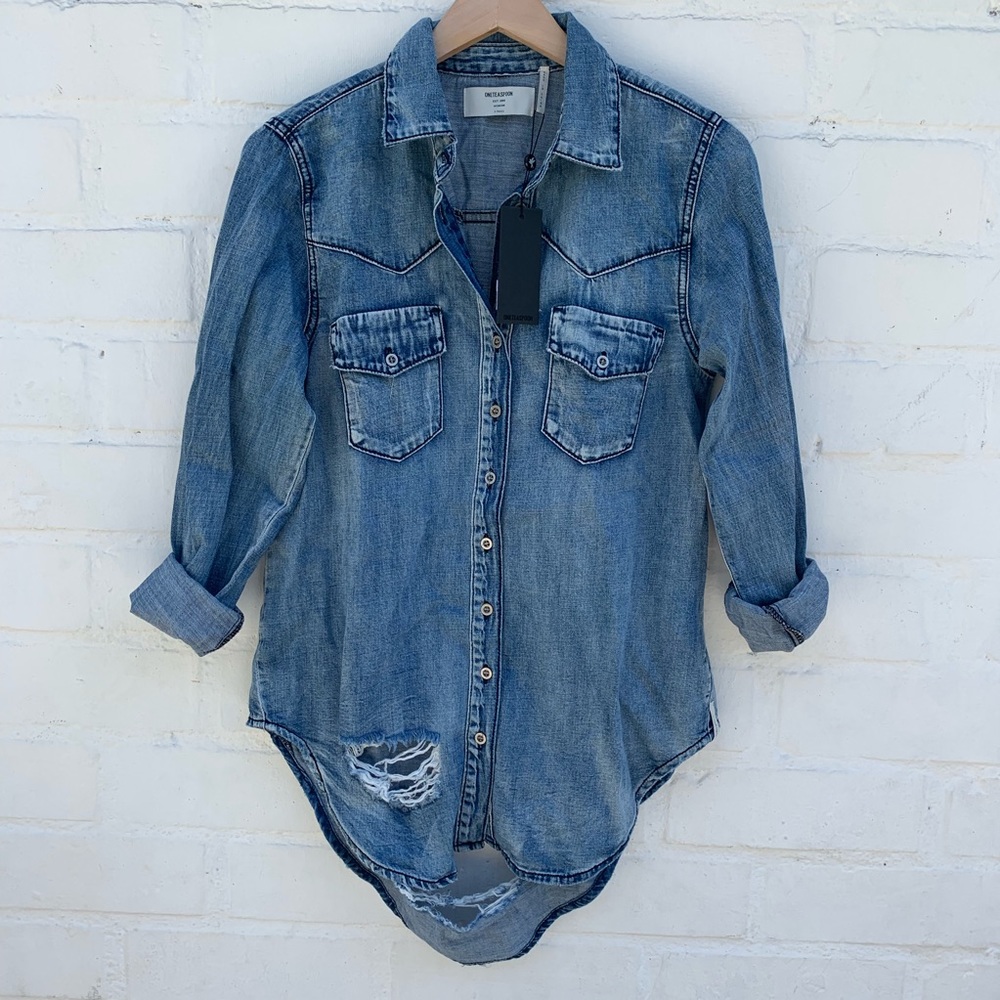 One Teaspoon Oversized Western Denim Shirt